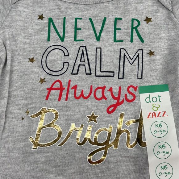NWT Dot & Zazz Newborn 0-3 Months "Never Calm Always Bright" Christmas 1-Piece - Picture 4 of 7